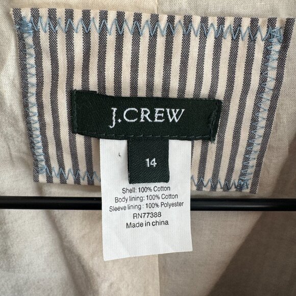 J Crew Two Button Cotton Striped Lined Blazer Grey and Cream Women's Size 14 EUC - Picture 3 of 5